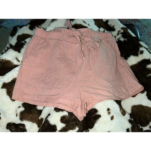 Shein Womens Shorts Pink Tie Waist Shorts Elastic Pull On (L) - Picture 3 of 5